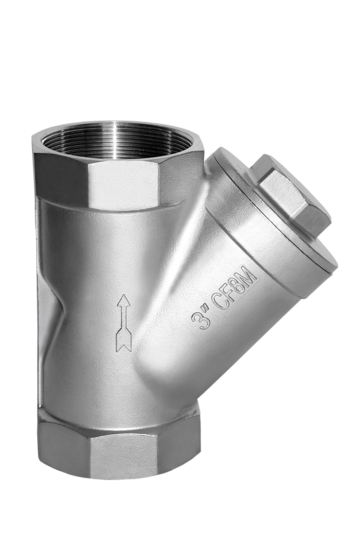 شیر صافی استیل دنده‌ای CF8M (استرینر Y تایپ استنلس استیل ۳۱۶)
